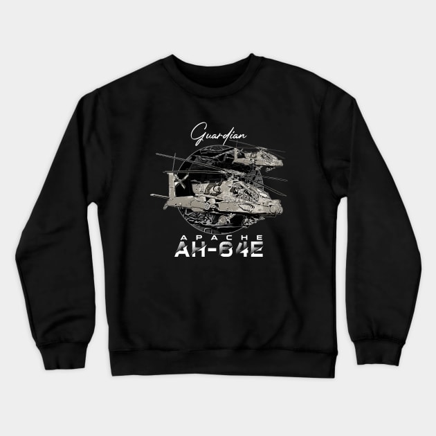 AH-64 Apache helicopter Crewneck Sweatshirt by aeroloversclothing